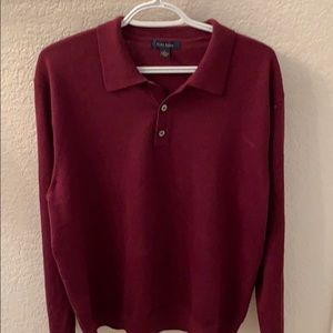NWOT Deep Red 100% Merino Wool long sleeve polo